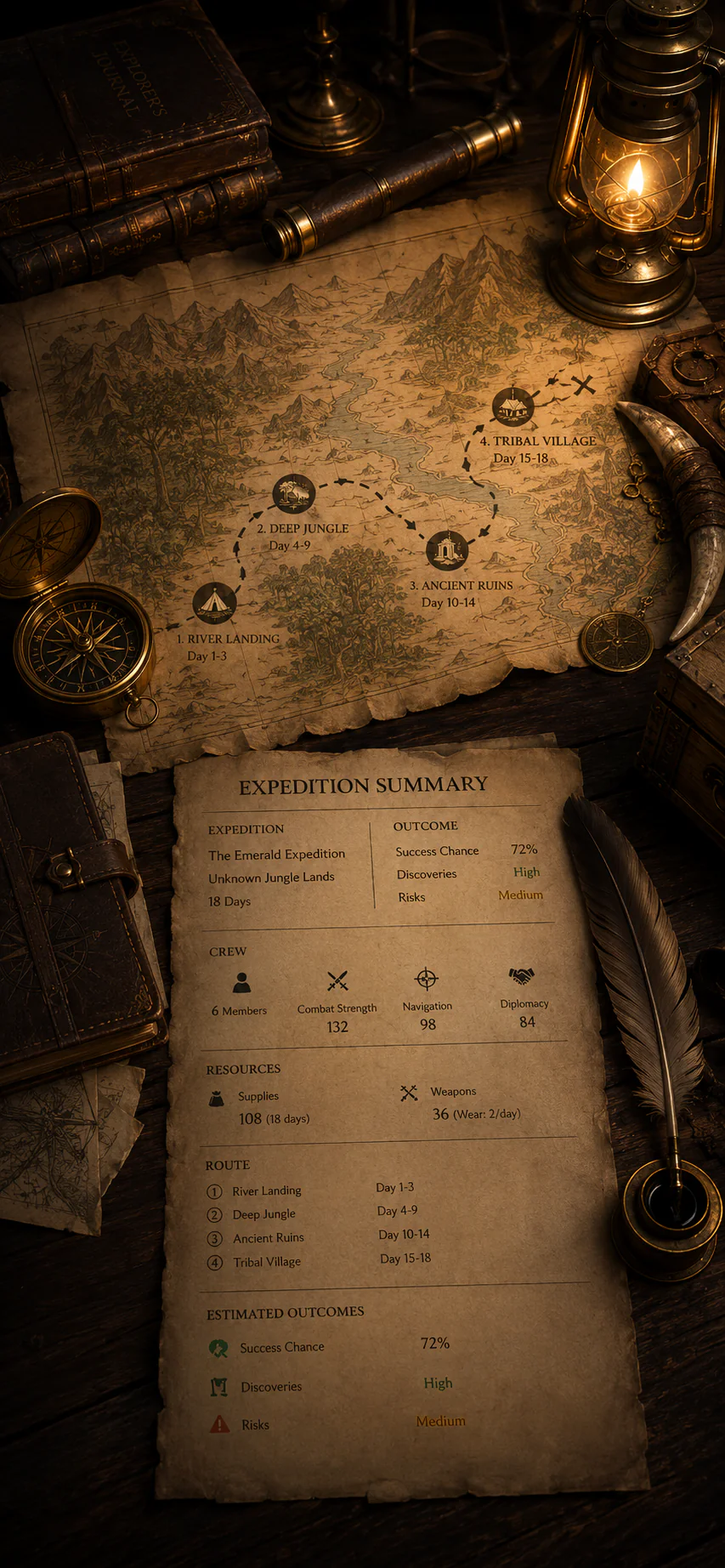 Planning fasting stages across an expedition map